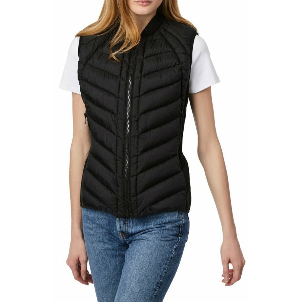 BERNARDO Neoprene Women's Trim Channel Quilted Vest In Black Size S
